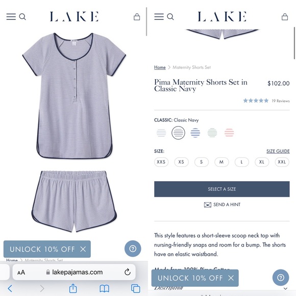 LAKE Intimates & Sleepwear Lake Pajamas Maternity Set Both Xs